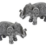 BOIHEGU Küçük Fil Heykeli Antik Gümüş (2'li Set) İyi Şanslı Fil Pozitif Hediyeler, Elefantes para Decoracion Casa, Sehpa için Retro Fil Dekoru, Fil Koleksiyonuna Ekle