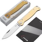 Böker PLUS® Atlas bıçağı - küçük kayma mafsallı çakı - metal saplı katlanır bıçak - EDC tam metal bıçak - vintage Sandvik bıçağı (pirinç çakı)