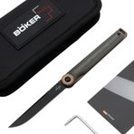 Böker Plus BOKER PLUS® Kaizen Yeşil Kanvas Micarta - Micarta Saplı Hafif EDC Çakı Malzeme - Beyefendi Bıçağı D2 Çelik Bıçak - Linerlock Katlanır Bıçak