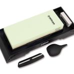 BÖKER Solingen® Kombi Su Taşı Bileme İstasyonu 1000/6000 - Bıçaklar için Profesyonel Bileme Taşı - Birinci Sınıf Islak Zımpara Bileme Taşı - Çift Taraflı Su Taşı - 20° Açılı Kılavuzlu Bileme Taşı Seti