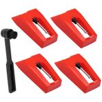 BokWin ION, Jenson, Crosley, Victrola, Sylvania Pikap, Fonograf LP Vinil Oynatıcı ile Uyumlu 4 Paket Kayıt Oyuncu İğnesi Kırmızı Vinil İğne Değiştirme