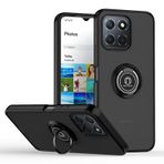 BOKYAS Honor X8 5G/Honor 70 Lite/Honor X6 için şeffaf mat kılıf [360° döner ayak] [360 derece darbeye dayanıklı ince kılıf araba mıknatısı ile uyumlu] silikon çerçeve + PC arka taraf, siyah