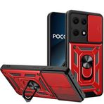 BOKYAS Xiaomi Poco X6 Pro 5G/Redmi K70E için zırhlı kılıf, sürgülü kamera korumalı kapak ve halka ayaklı [cep telefonu kılıfı, araç mıknatısı ile uyumlu] askeri darbeye dayanıklı kılıf, kırmızı