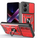 BOKYAS Xiaomi Poco X7 Pro 5G/Xiaomi Poco F7 için zırhlı kılıf, kaydırak kamera korumalı kapak ve halka ayaklı [cep telefonu kılıfı, araç mıknatısı ile uyumlu] askeri darbeye dayanıklı kılıf, kırmızı