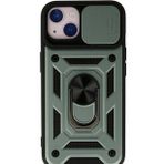 Bol Çeşit iPhone 14 Pars Lens Yüzüklü Yeşil Silikon Kılıf