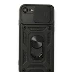 Bol Çeşit iPhone 7 Pars Lens Yüzüklü Siyah Silikon Kılıf