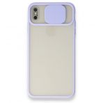 Bol Çeşit iPhone X Palm Buzlu Kamera Sürgülü Lila Silikon Kılıf