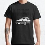 Bol Kalıp Unisex Initial D Fujiwara Tofu Shop AE86 Manga Tasarım Baskılı Tshirt - Siyah