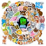 Bolcguri Çocuklar için 70 Adet Karanlıkta Parlayan Sevimli Hayvan Su Şişesi Çıkartmaları, Kawaii Karikatür Hayvan Laptop Çıkartmaları, Su Geçirmez Vinil Dekoratif Çıkartmalar, Oyuncaklar Cep Telefonu Kılıfı
