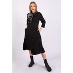 Bold & Young Kadın Pamuk Likralı Kraşlı Baskılı Elbise