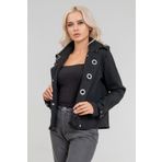 Bold & Young Kadın Viskon Polyester Likralı Kumaş Kol Ucu Toka Bantlı Kuş Gözü Aksesuarlı Çıt Çıtlı Cepli Ceket