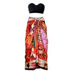 Bolder Lana-Coffee Nar Çiçeği Desen Pareo Iç Göstermeyen Parlak Kumaş-95cm*145cm