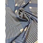 Bolder Scarf Mavi Ekru Çizgili Fular 70*70 - 002-Lacivert