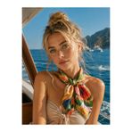 Bolder Scarf Yeşil Bahar Desenli Fular 70*70