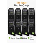 Bolero Bambu Erkek Çorap 12 Li Paket Dikişsiz, Terletmeyen, Koku Önleyici Siyah