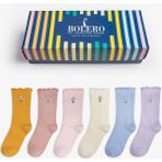 Bolero Kadın Papatya Nakışlı Fırfırlı Çok Renkli Çorap 6'lı Set Yumuşak Pamuklu Konfor - 36 - 40