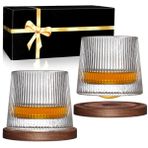 BOLESTA Viski Bardakları 2'li Set, Dönebilen Bardak Kristal Cam Bardaklar, 2 Adet Yaratıcı Ceviz Bardak ve Hediye Kutusu ile İçme Bardakları - Scotch, Bourbon, Kokteyller için