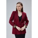 Bolivente Bordo Kruvaze Yaka Kolu Katlama Detaylı Regular Vatkalı Blazer Ceket