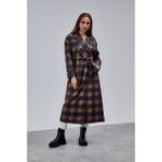 Bolivente Elora Lacivert Ekose Detaylı Premium Oversize Trençkot 46650 - Lacivert - Haki