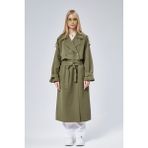 Bolivente Haki Oversize Kruvaze Kapama Rüzgarlık Detaylı Trençkot 44956 - 2XL