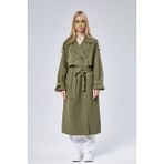 Bolivente Haki Oversize Kruvaze Kapama Rüzgarlık Detaylı Trençkot 44956 - XS