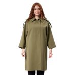 Bolivente Kadın Oversize Astarlı Dokuma Trençkot Haki L
