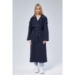 Bolivente Kadın Oversize Astarlı Uzun Trençkot - Lacivert - XS