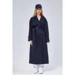 Bolivente Kadın Oversize Rüzgarlık Detaylı Lacivert Trençkot Gömlek Yaka Polyester Malzeme - XS