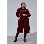 Bolivente Marvella Bordo Premium Apoletli Rüzgarlık Detaylı Kaşe Kaban