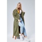 Bolivente Oversize Rüzgarlık Detaylı Trençkot - Haki - XS