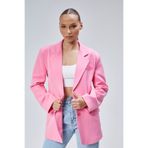Bolivente Pembe Kadın Düğmeli Oversize Blazer Ceket
