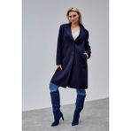 Bolivente Rosalia Lacivert Oversize Kruvaze Kaşe Kaban - M