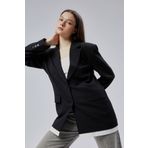 Bolivente Siyah Oversize Uzun Blazer Ceket
