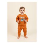 Bolly Baby Happy Boy Baskılı Uzun Kollu Sweatshirt Uzun Eşofman Pamuk Mevsimlik Erkek Bebek Takım