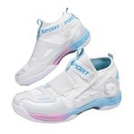 Bolognifi Unisex Döner Düğmeli Badminton Ayakkabıları Tenis Ayakkabıları Masa Tenisi Ayakkabıları hediye(45 EU,PINK)