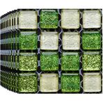 BoloShine 30 Adet, su geçirmez fayans çıkartması, mutfak, mermer dekoratif çıkartma, vinil PVC mozaik, duvar çıkartması, duş banyo (10 x 10 cm) (yeşil)