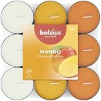 Bolsius Kokulu Tealight Mum, Mango Kokulu, Karışık Renkli, 18'li Paket, 3,5 Saatlik Yanma Süresi - Ev Mumu - İç Dekorasyon - Doğal Özler - Doğal Vegan Balmumu İçerir - Palmiye Yağı İçermez