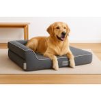 Bolster-L Üst Kalite Köpek Yatağı Süngerli Sıvı Geçirmez Alezli. %100 Elyaflı. 2 Fermuarlı - 57 x 71 cm - Antrasit