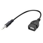 Bolwins K04S USB OTG adaptör kablosu jakı 3,5 mm jak erkek AUX, USB A dişi, araç radyosu müzik konektörü, araç müzik müzik konektörü, araç GPS, CD, DVD ses vs. için, uzunluk: yakl. 20 cm, siyah