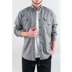 bombe Erkek Gömlek Gri Slim Fit Dar Kalıp Erkek Kot Gömlek