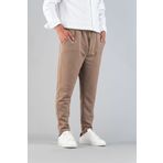 bombe Erkek Vizon Pantolon Beli Lastikli Slim Fit Esnek Likralı Basic Pamuklu Jogger