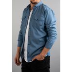 bombe Slim Fit Dar Kalıp Erkek Kot Gömlek Buz Mavisi