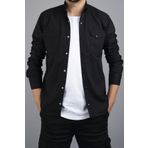bombe Slim Fit Dar Kalıp Erkek Kot Gömlek Siyah