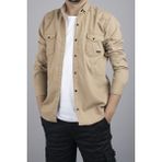Bombe Slim Fit Erkek Kot Gömlek Bej - 2XL