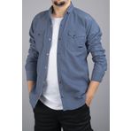 bombe Slim Fit Erkek Kot Gömlek Buz Mavisi