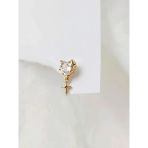 Bombeli Kalp Yıldız Model Kıkırdak Piercing Tragus Helix Altın Gold Renk Küpe