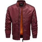 Bomber Ceket Erkek, Hafif İnce Tsitional Ceket Erkek Dar Kesim Blouson Tunik Ceket Klasik Bomber Taktik Ceket Beyzbol Ceketi Çoklu Cepli İş Ceketi Kolejcek, Bordo, M