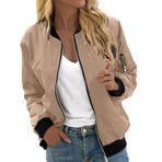 Bomber ceket, kadın, çiçekli, kısa bluz, mevsimlik ceket, gündelik, pilot ceketi, fermuarlı, dış giyim, kolej ceketi, hafif mont, sweat ceket, pilot ceketi, D-haki, 3XL