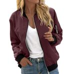 Bomber ceket, kadın, çiçekli, kısa bluz, mevsimlik ceket, gündelik, pilot ceketi, fermuarlı, dış giyim, kolej ceketi, hafif mont, sweat ceket, pilot ceketi, D-kırmızı, 4XL