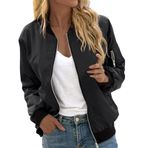Bomber ceket, kadın, çiçekli, kısa bluz, mevsimlik ceket, gündelik, pilot ceketi, fermuarlı, dış giyim, kolej ceketi, hafif mont, sweat ceket, pilot ceketi, D-siyah, 3XL
